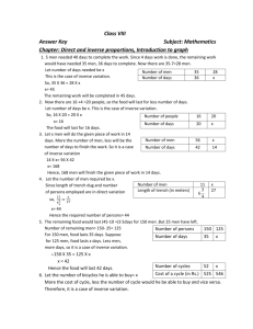 Class VIII Answer Key Subject: Mathematics Chapter: Direct and
