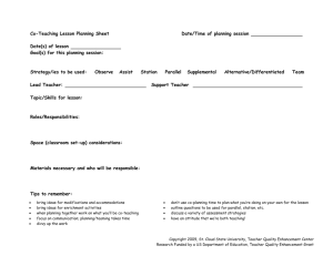 Co-Teaching Planning Sheet