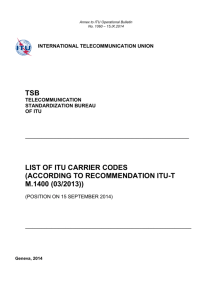 List of ITU Carrier Codes (According to Recommendation ITU