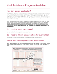 Meal Assistance Program Available How do I get an application