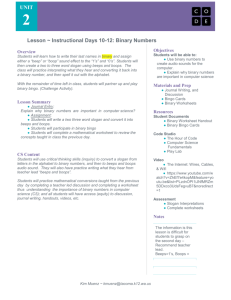 Lesson ~ Instructional Days 10-12: Binary Numbers