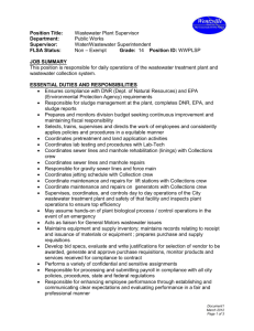 Wastewater Department Supervisor Job Description