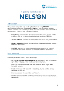Guide to using NELSON - The University of Northampton