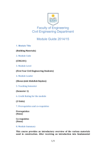 Faculty of Engineering Civil Engineering Department Module Guide