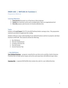 ENGR 1181 | MATLAB 14: Functions 1 Preparation Material