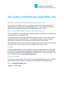 How to use the BRC Global Standards Self