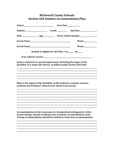 McDowell County Schools Section 504 Student Accommodation Plan