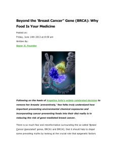 Beyond the `Breast Cancer" Gene (BRCA): Why Food Is Your Medicine
