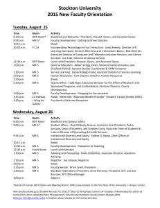Stockton University 2015 New Faculty Orientation Tuesday, August 25