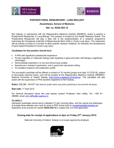 POSTDOCTORAL RESEARCHER - LUNG BIOLOGY Anaesthesia