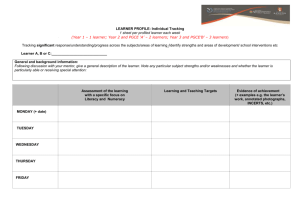 LEARNER PROFILE: Individual Tracking 1 sheet per profiled learner