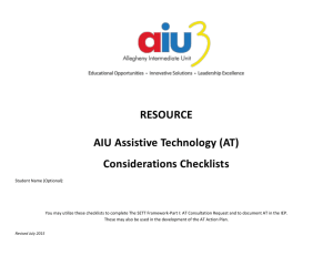 AIU Assistive Technology Considerations Checklists