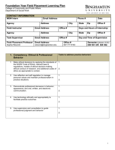 Foundation Year Field Placement Learning Plan