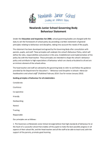 Newlands Junior School Governing Body Behaviour Statement