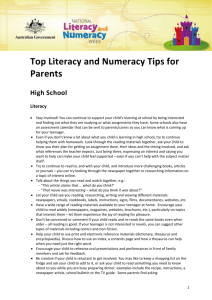 Top Literacy and Numeracy Tips for parents – High School (DOCX