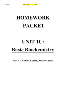 Biochemistry Part I Homework Packet KEY