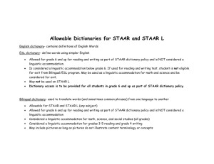 Dictionaries for STAAR and STAAR L 2015-2016