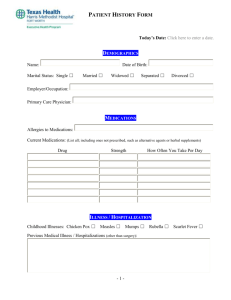 Patient History Form - Texas Health Resources