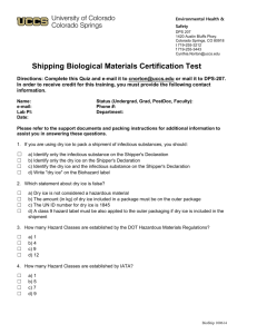 Shipping Biological Materials Quiz