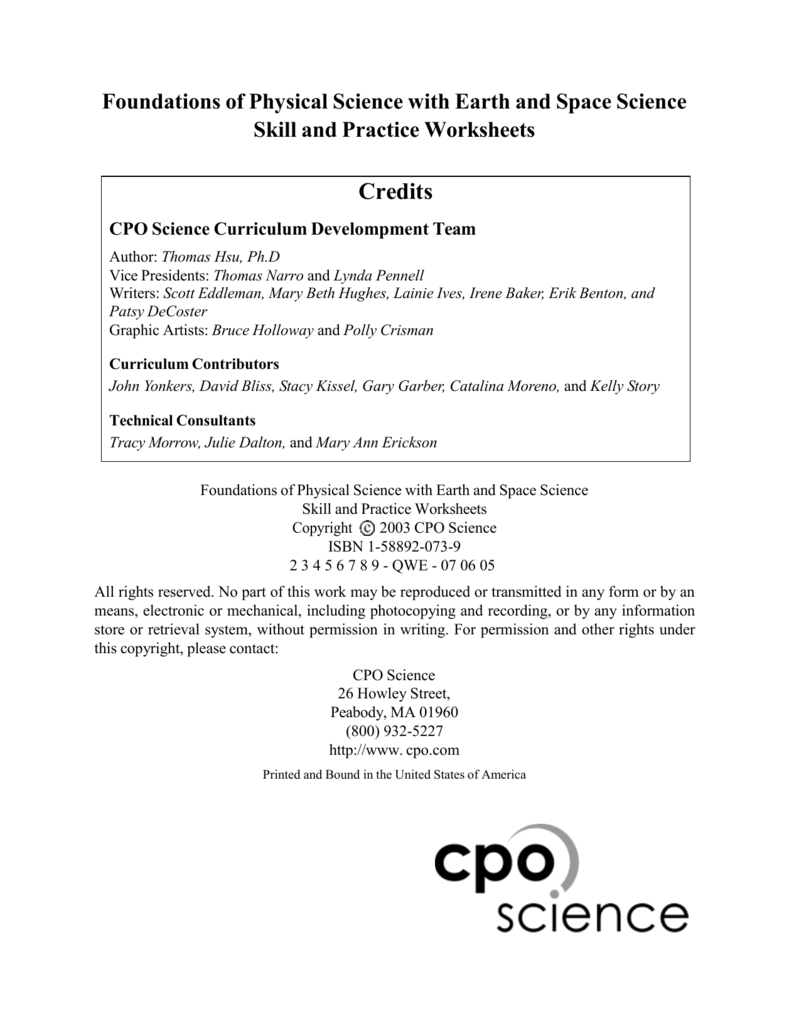 Worksheets Cpo Science Worksheets skill sheet 3 c