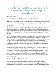 Memorandum on Legal Status - Massachusetts Catholic Conference