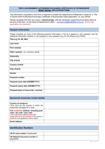 CERTIFICATE OF SPONSORSHIP APPLICATIONS CHECKLIST