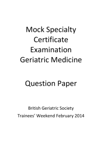 Mock Specialty Certificate Examination Geriatric Medicine Question