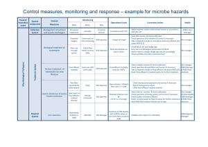 Control measures, monitoring and response – example for microbe