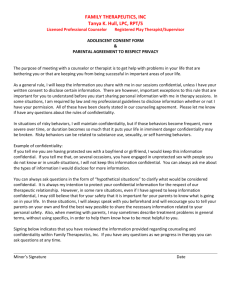 Adolescent Confidentiality Agreement