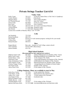 Private Strings Teacher List 6/14 Violin, Viola