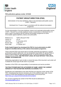 (Td/IPV - Revaxis®): patient group direction (PGD) template