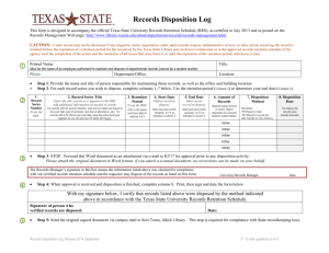 Records Disposition Log - Texas State University