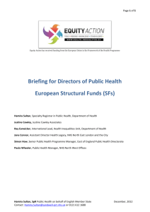 Briefing for Director*s of Public Health re European Structural Funds