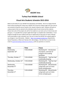 ASCENT Arts Visual Art 2015-2016 Schedule