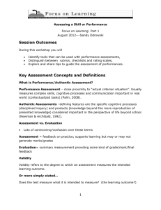 Assess a Skill or Performance – Student Handout