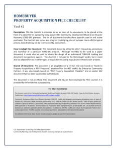 Disaster Recovery Homebuyer Property Acquisition File Checklist