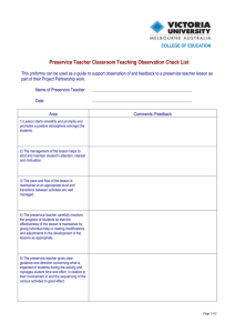 Preservice Teacher Classroom Teaching Check List