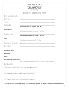 Confidential Questionnaire