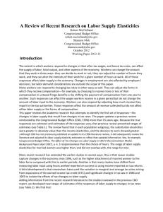 A Review of Recent Research on Labor Supply Elasticities Excerpt
