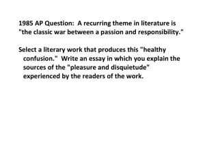 1985 AP Question: A recurring theme in literature is "the classic war