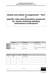Health and safety arrangements - Part 3: specific risks and