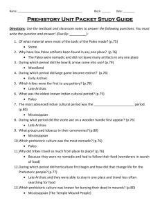 Prehistory Unit Packet Study Guide Directions