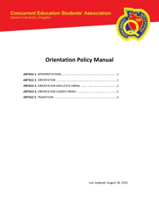 Orientation Policy Manual - Queen`s Concurrent Education Student