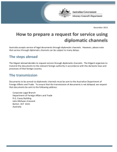 How to prepare a request for service using diplomatic channels