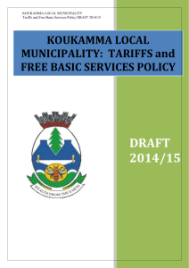 Koukamma Tariffs Policy 2014 15