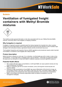 Ventilation of fumigated freight containers with Methyl