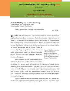 April 2013 Realistic Thinking - American Society of Exercise