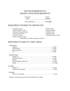 Junior Course Choices for 2015-2016 and Graduation Requirements
