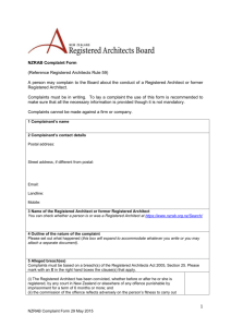 Complaint Form - Registered Architects Board