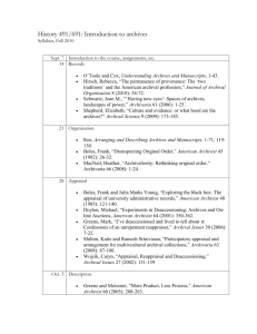Archives 491-691 syllabus at a glance